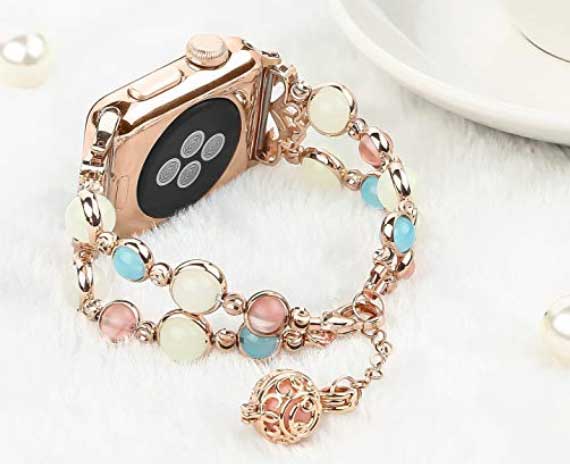 Cinturino con cinturino in perle luminose per Apple Watch