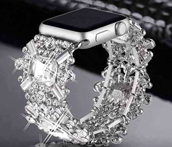 Cinturino in materiale con strass di diamanti