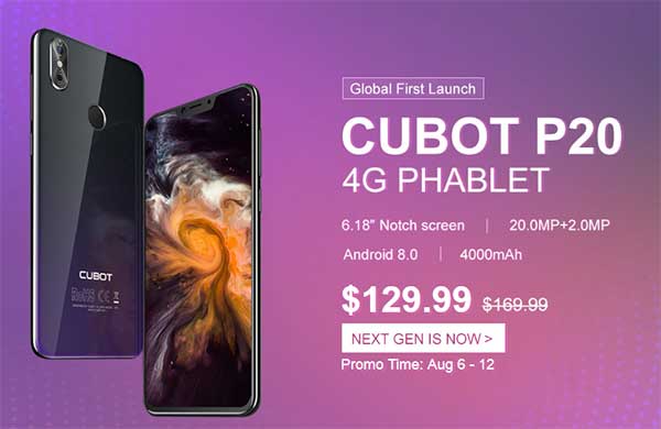 Lancio globale di Cubot P20 4G Phablet – Gearbest.com