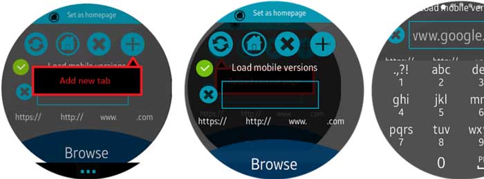 App WebBrowser per smartwatch Samsung