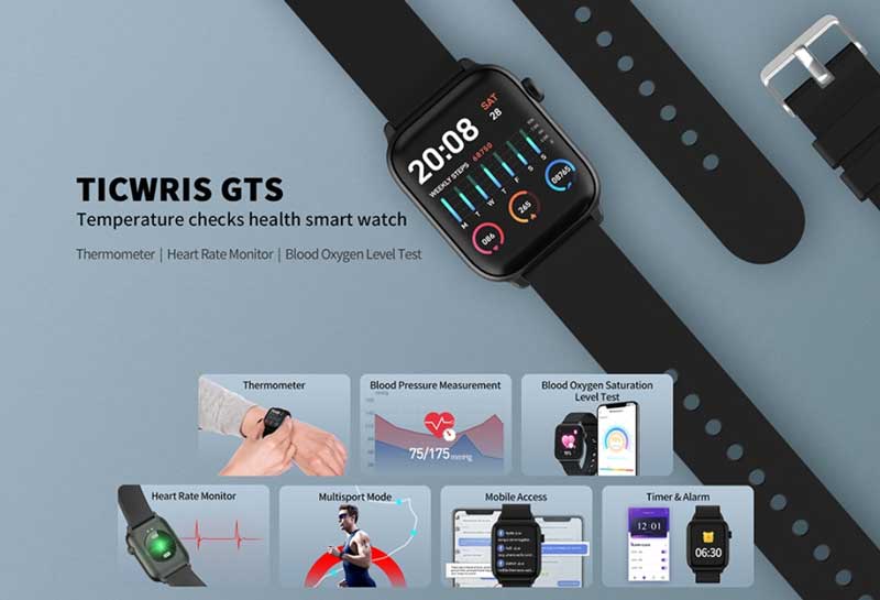 termometro smartwatch ticwris gts