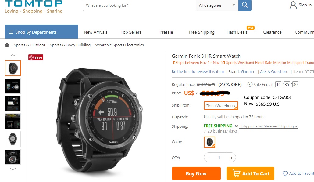 Garmin Fenix ​​3 HR ora disponibile su Tomtop.com