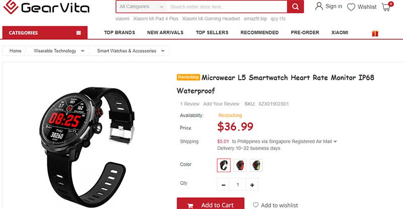 Smartwatch Microwear L5 – Codice coupon